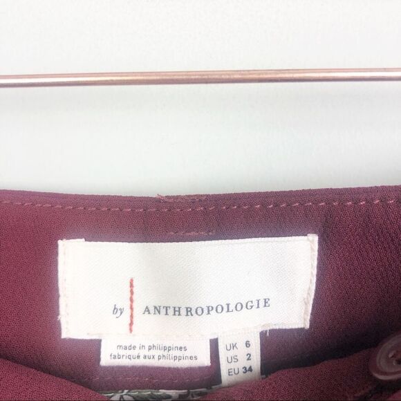 ANTHROPOLOGIE | Sasha Button Fly Tapered Leg Pants Burgundy Wine Women’s Size 2 - Picture 6 of 11